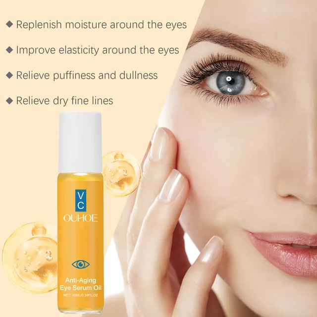 Anti Aging Eye Essence Oil Firming Brightening Reduce Wrinkle Fade Fine Lines Remove Puffiness Hydrating Smooth VC Eye Serum Oil 5