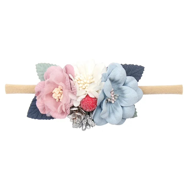 Floral Girls Headbands Newborn Baby Elastic Princess Hairbands Kids Pearl Flower Fresh Style Cute Hair Accessories Diademas 30