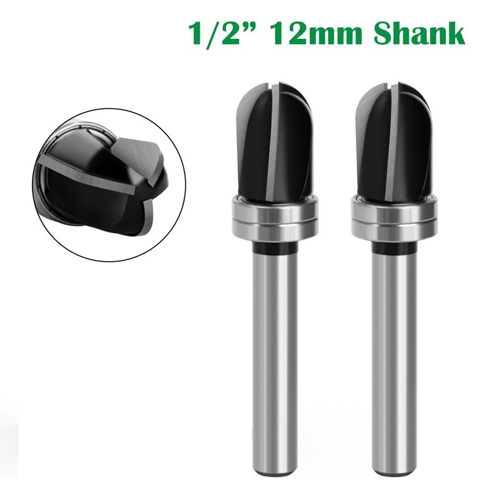 

1pc 12/12.7mm Shank 3-Edge Long Blade Round Nose Bit With Bearing Slotting Router Bit Woodwork Milling Cutter For Engraving Mach