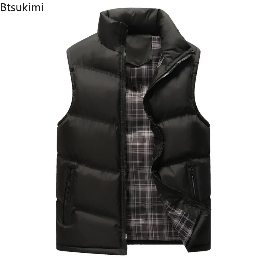 New 2023 Men's Thick Warm Vest  Autumn Winter Warm Sleeveless Vest Jacket Men Slim Fit Vest Casual Coats Mens Waistcoat Vest