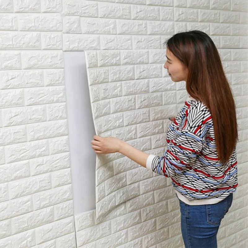 방 장식 DIY 홈 데코, 리노베이션 벽지, 3D 벽 스티커, 자체 접착 폼, 70cm x 1m 레트로 벽돌 패턴 PVC