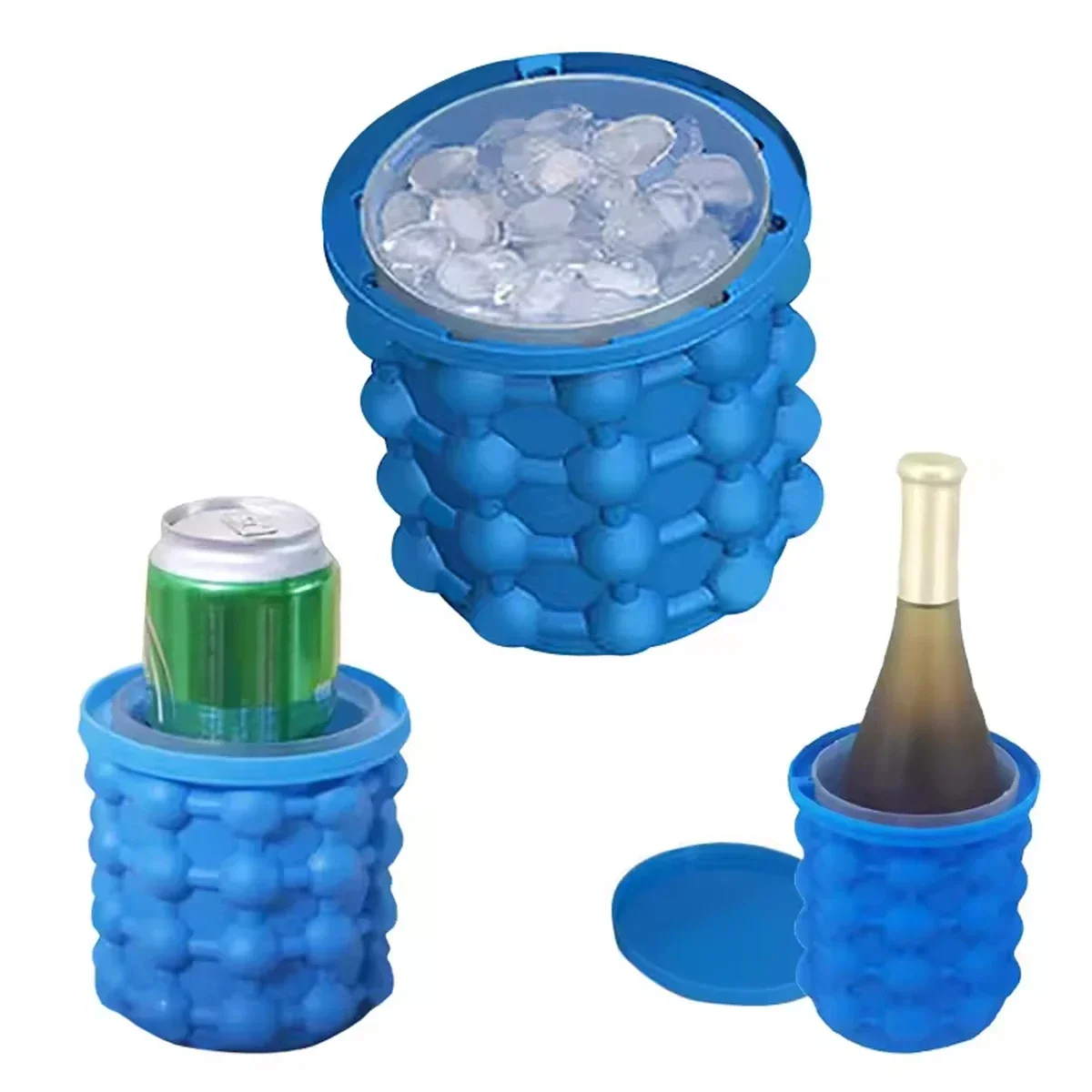 Silicone Trays Cube Maker with Lid for Frozen Cocktail Wine Beer