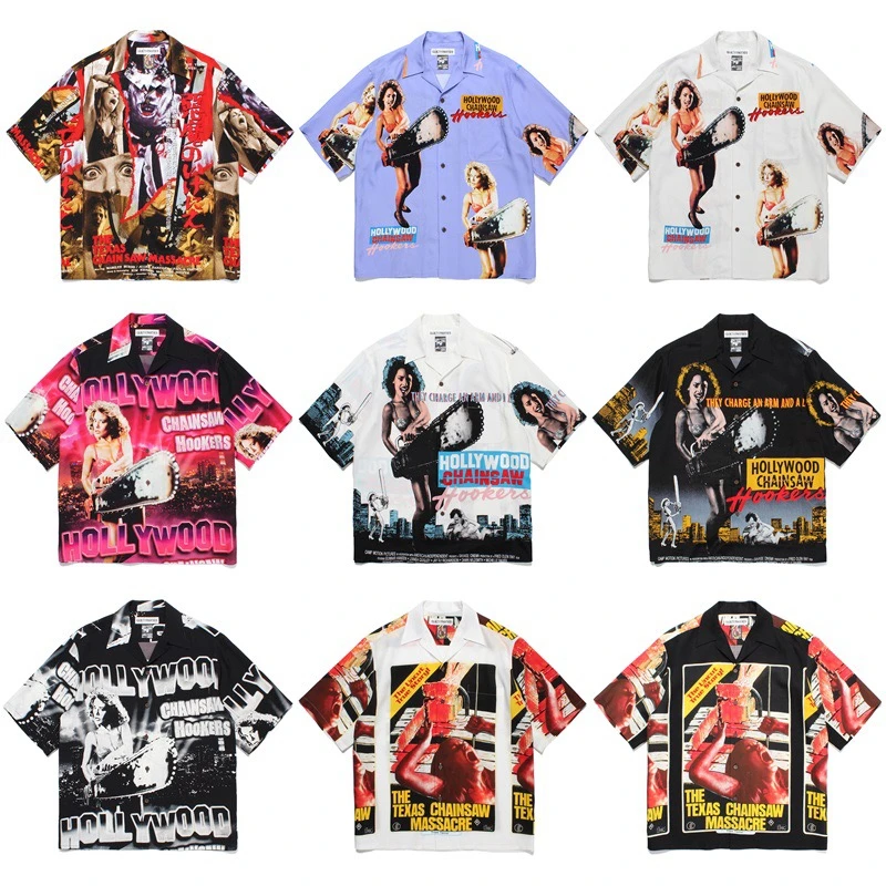 

23SS Top Quality WACKO MARIA Shirts Men Women Digital Print 2023ss Hawaiian Shirt Top Tee Lil Peep