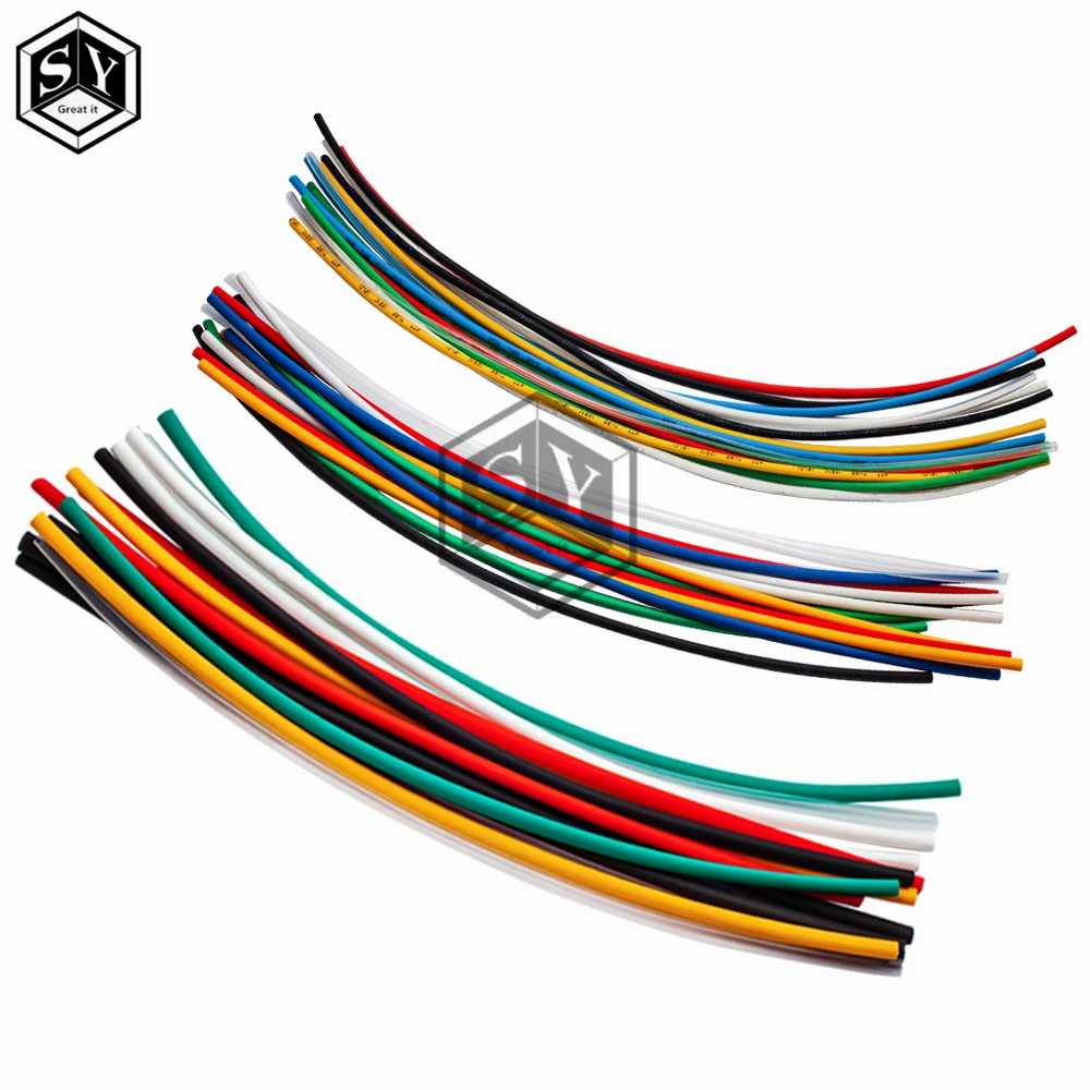 70pcs Flame Retardant Durable 7 Color Assorted Colors Ratio 2:1 Polyolefin Heat Shrink Tubing Tube Kits