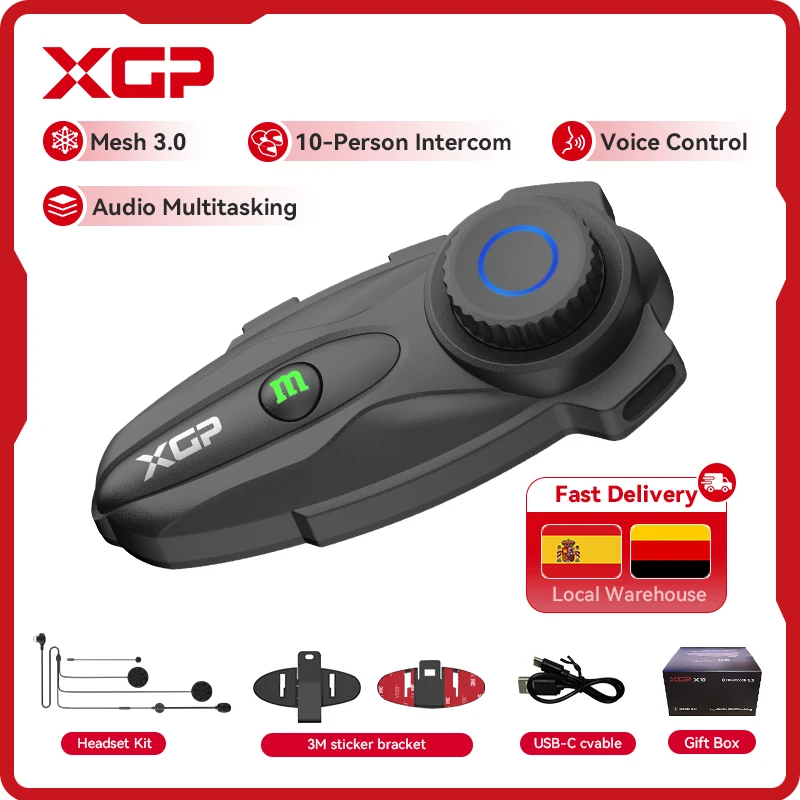 2025 XGP-X10 Bluetooth Motorcycle Intercom Wireless BT 5.3