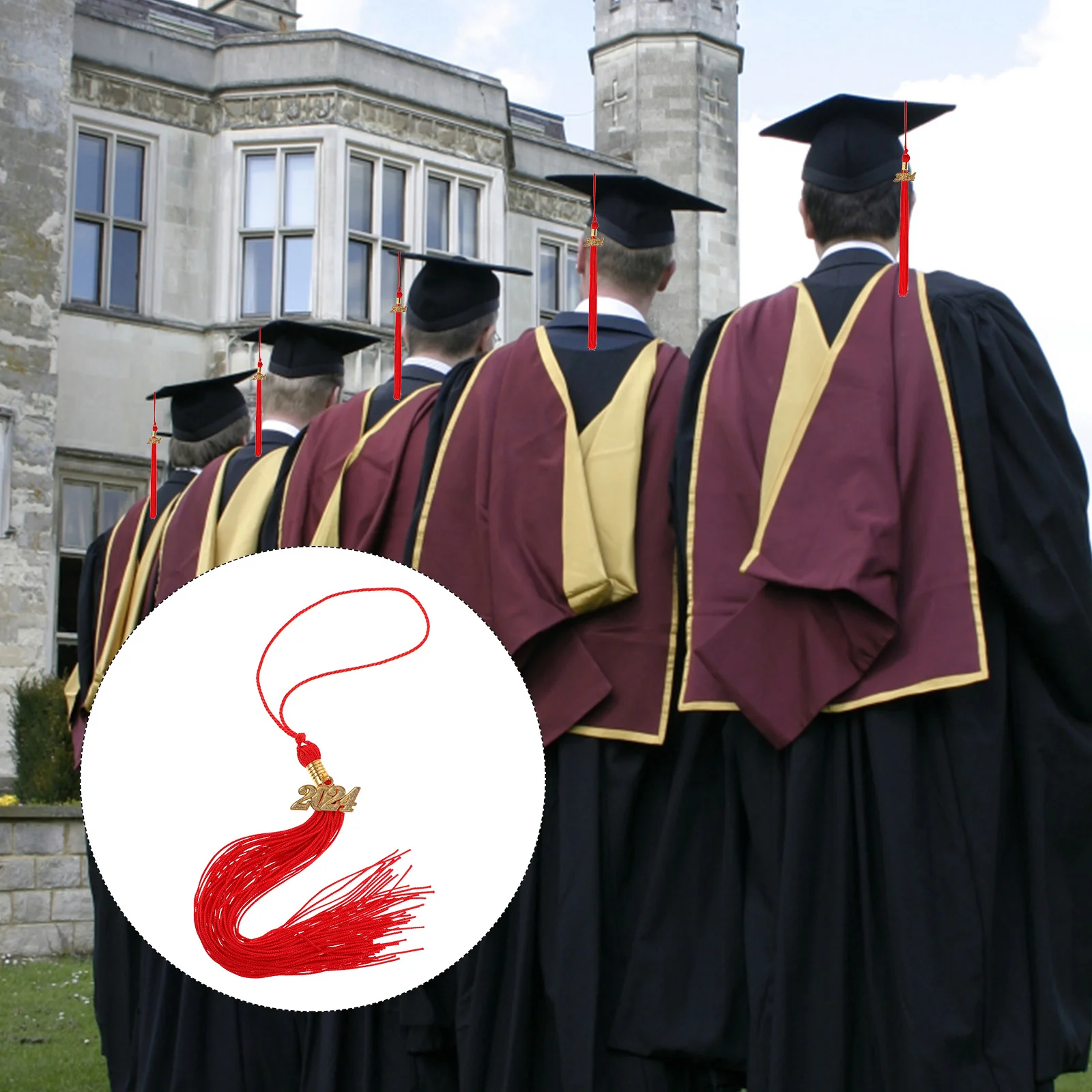 

Tehaux 2024 Graduation Tassels Charms Academic Grad Hat Ceremonies Accessories Red