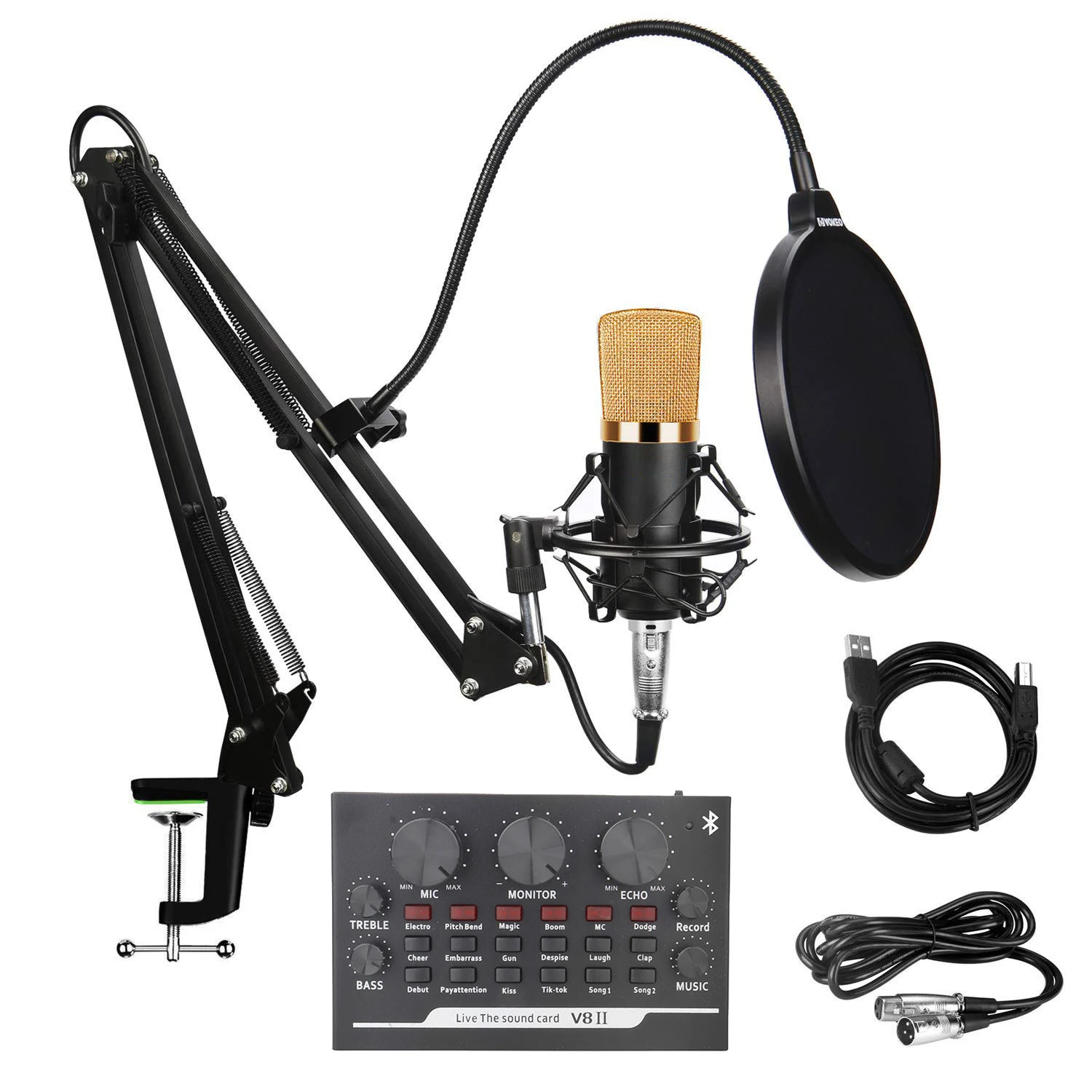 

Portable Microphone Studio Microphone with Professional Live Sound Card Set for Phone or Computer//