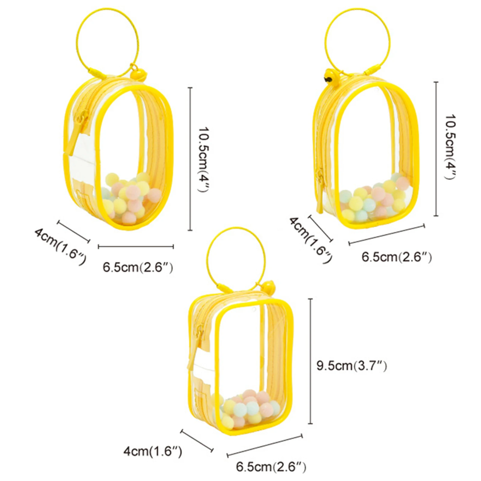 Thicken Transparent PVC Clear Pouch Mystery Box Organizer Box Keychain Bag Doll Organization Toy Storage Case With Plush Ball
