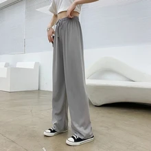 

Knitted y2k wide leg pants women spring and summer high waist loose straight leg pants casual all-match trousers Woman clothes