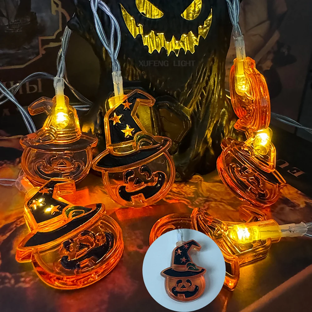 1pcs Halloween LED Flickering String Lights Ghost Cat Pumpkin Spider Web Hanging Lamp for Home Halloween Party Decoration Props