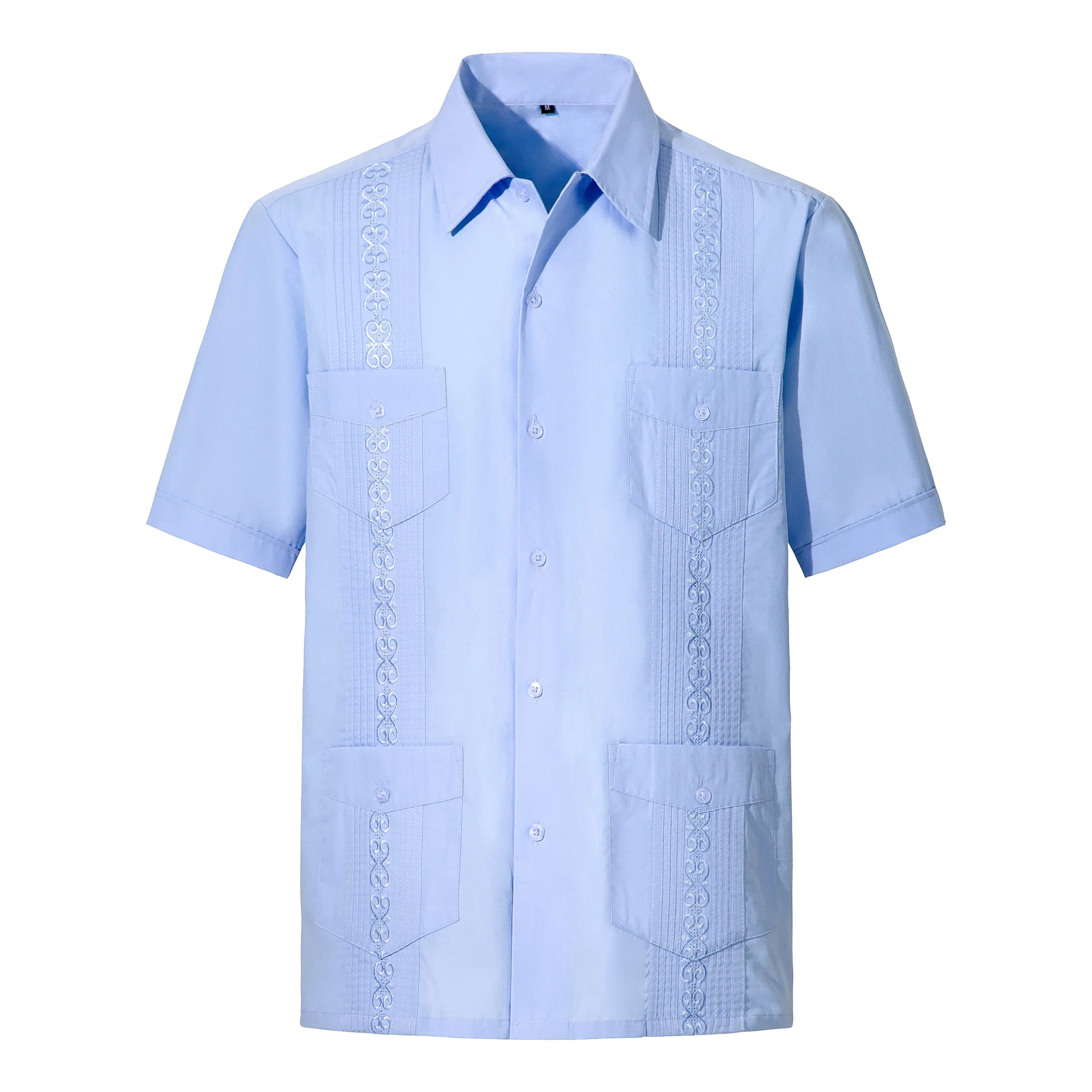 2025 New Summer Men's Guayabera Shirts Four Pockets