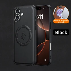 Premium PU Leather Magnetic Phone Case with Soft Matte Finish and MagSafe - Compatible All - Round Camera Protection - iPhone 15 Plus (Black)