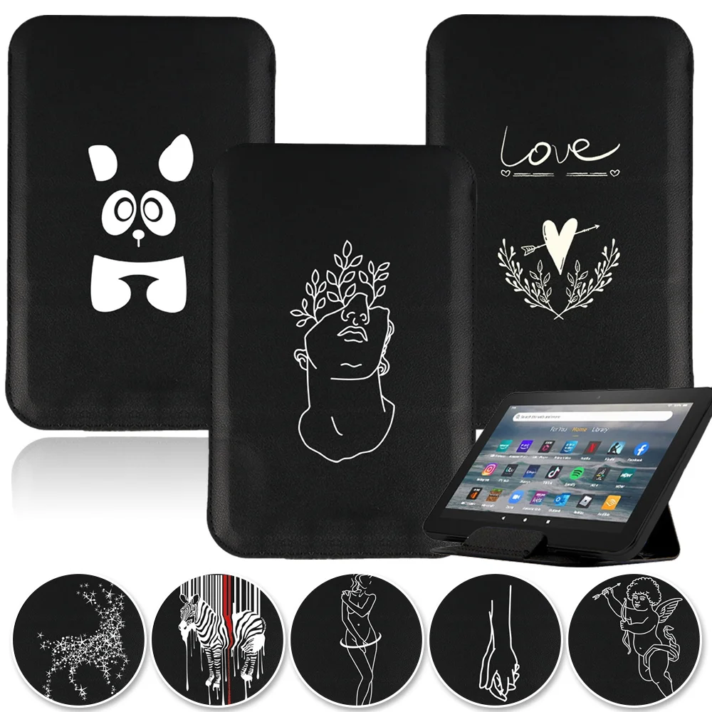 

White-image Series Tablet Case for Fire 7/HD 8/HD 10 /HD 8 Plus 2020/HD 10 Plus 2021 Magnetic PU Leather New Folding Cover Pouch