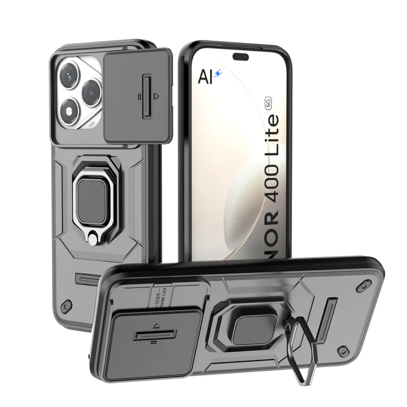 Enhanced Phone Case with Slide Window Cover and Stand Holder - Shockproof and Stylish Protection