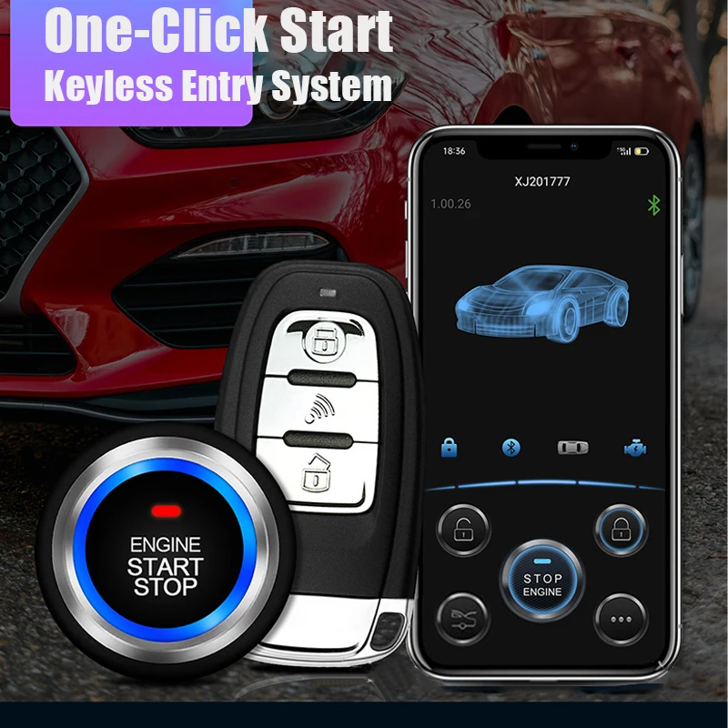 

Universal Car Keyless Start System One-button Start/Stop System Keyless Entry Remote Starter Stop Car Upgrade Modification Part