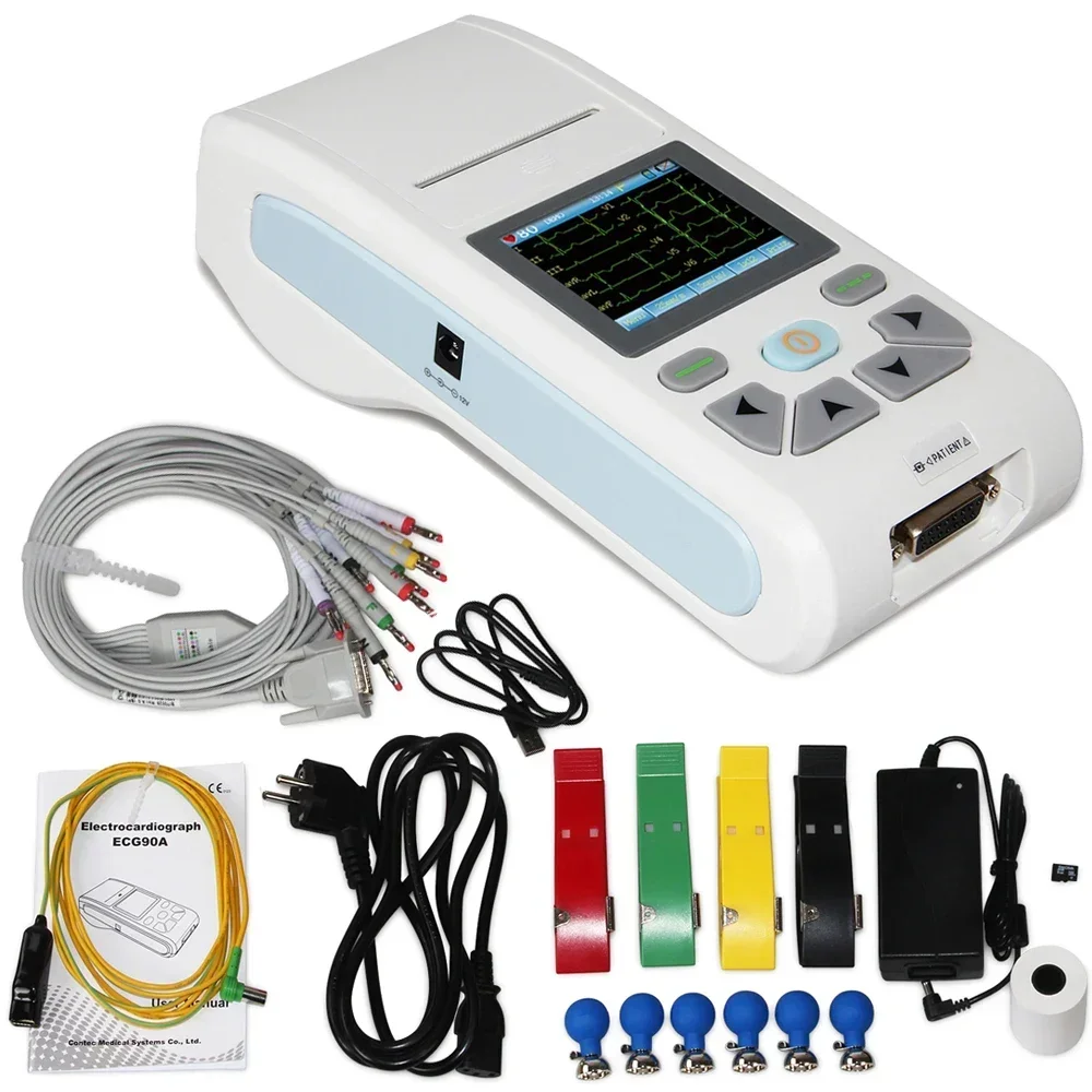 Electrocardiograph ECG 90A Portable ECG Machine Touch Screen 12-Channel ECG/EKG Machine CONTEC