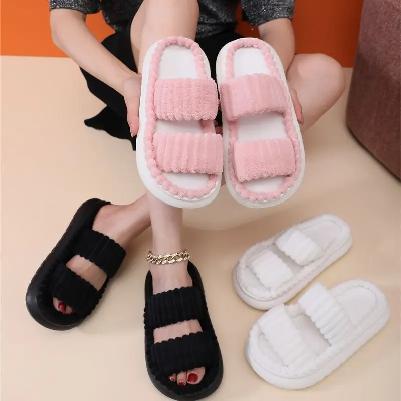 New Linen Home Indoor Slippers Floor Flat Shoes Spring Autumn Flip
