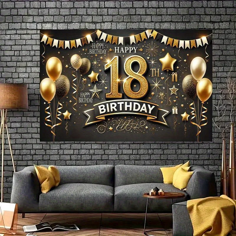 Banner zum 18. Geburtstag – luxuriöser bunter Hintergrund – multifunktionale Dekoration für Feiern im Innen- und Außenbereich – Detail 5