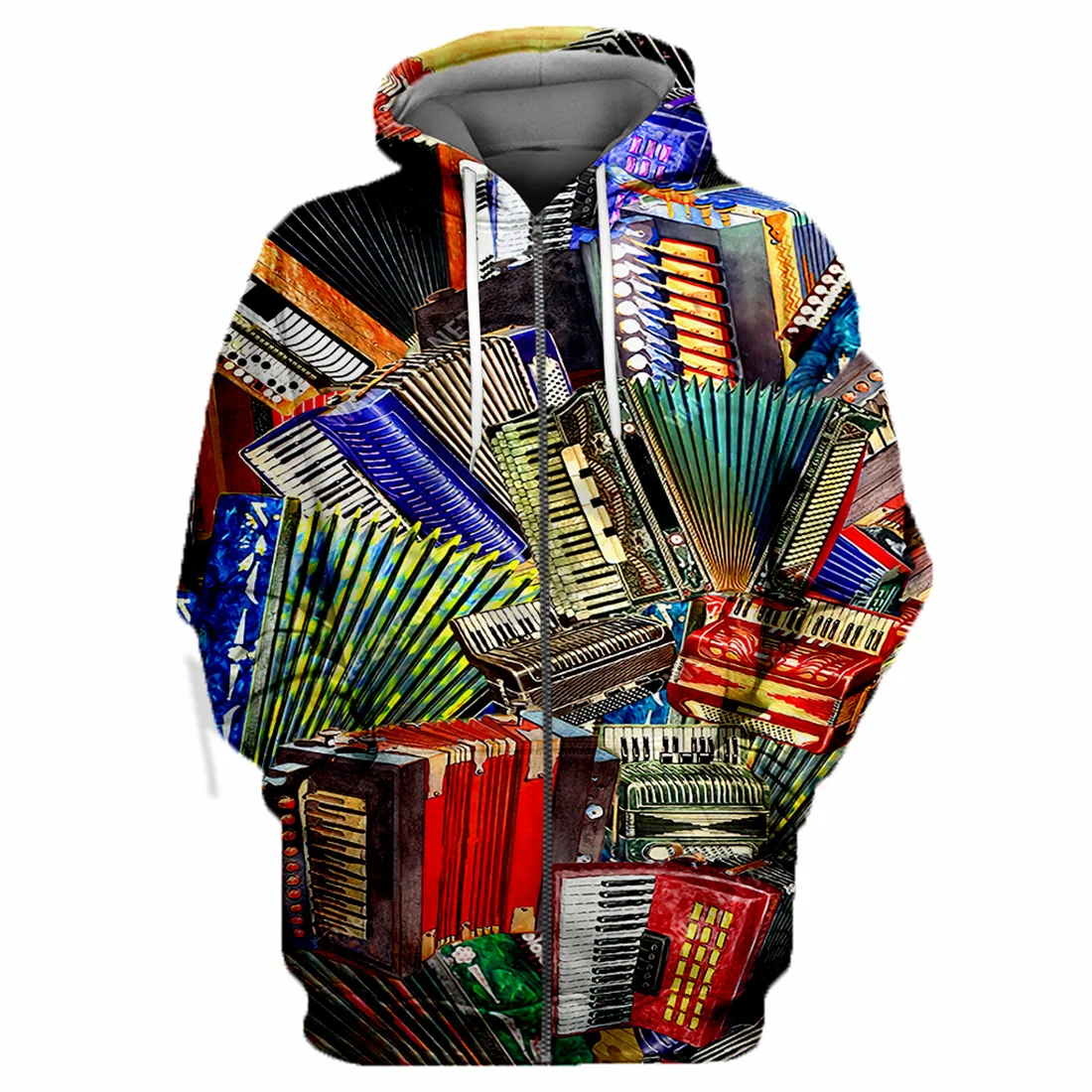 

Musical Instrument Accordion 3D All Over Printed Full Body Men Jacket Harajuku Hooded Unisex Casual Street Sweatshirt Hombre