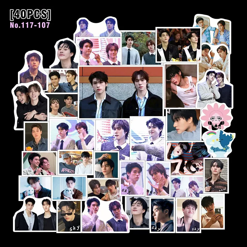 40PCS Thai BL CP JoongDunk GeminiFourth Sticker Pack Waterproof Art Stickers for Suitcase, Computer, Journal, Stationery