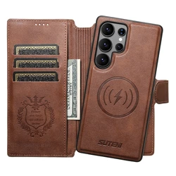 Luxury MagSafe Leather Wallet Case with Magnetic Closure and Card Pocket - Galaxy S23Ultra (Brown)