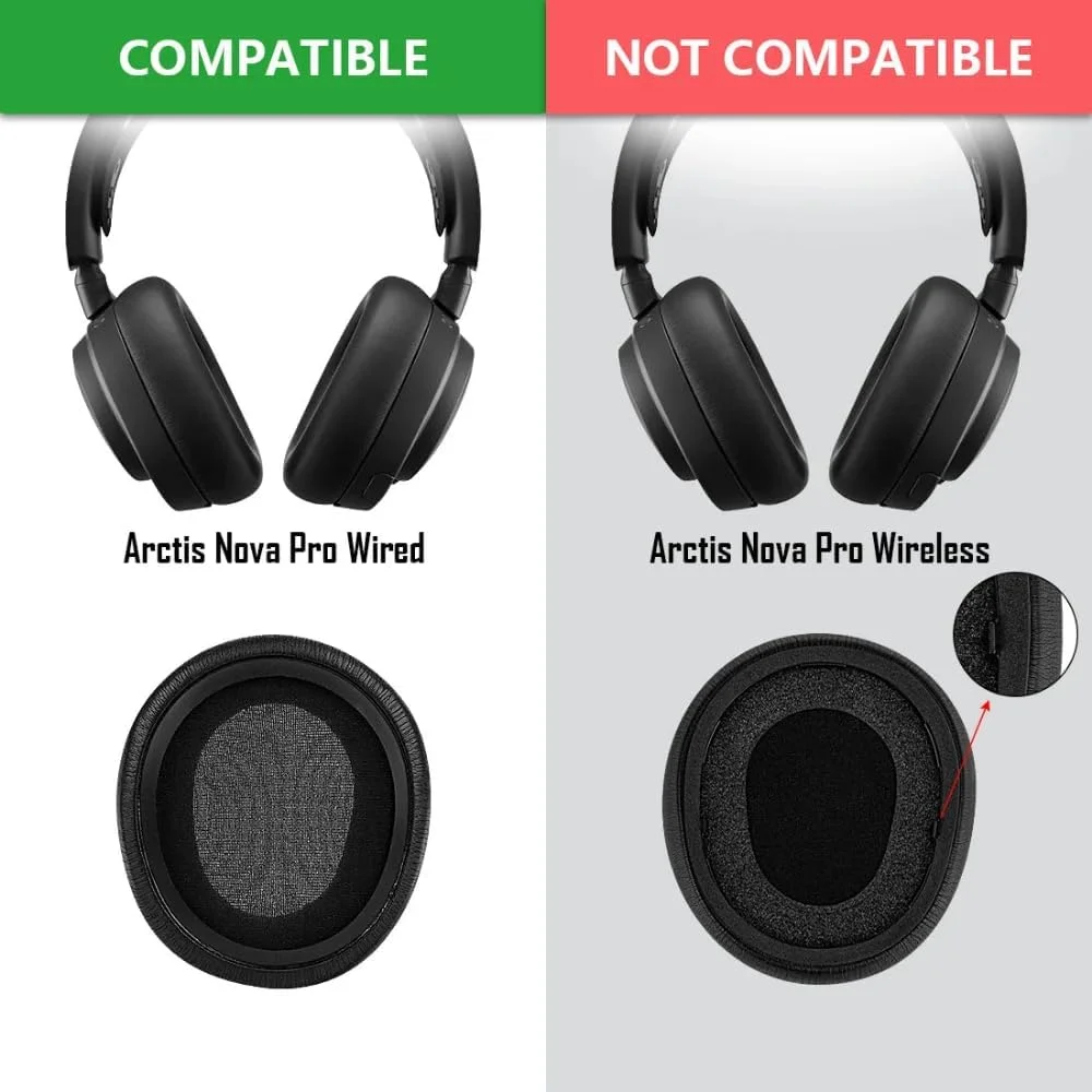 KUTOU Arctis Nova Pro Wired Earpads Cushions Compatible with SteelSeries Arctis Nova Pro Wired, Nova 7, 3, 1 Model with Headband