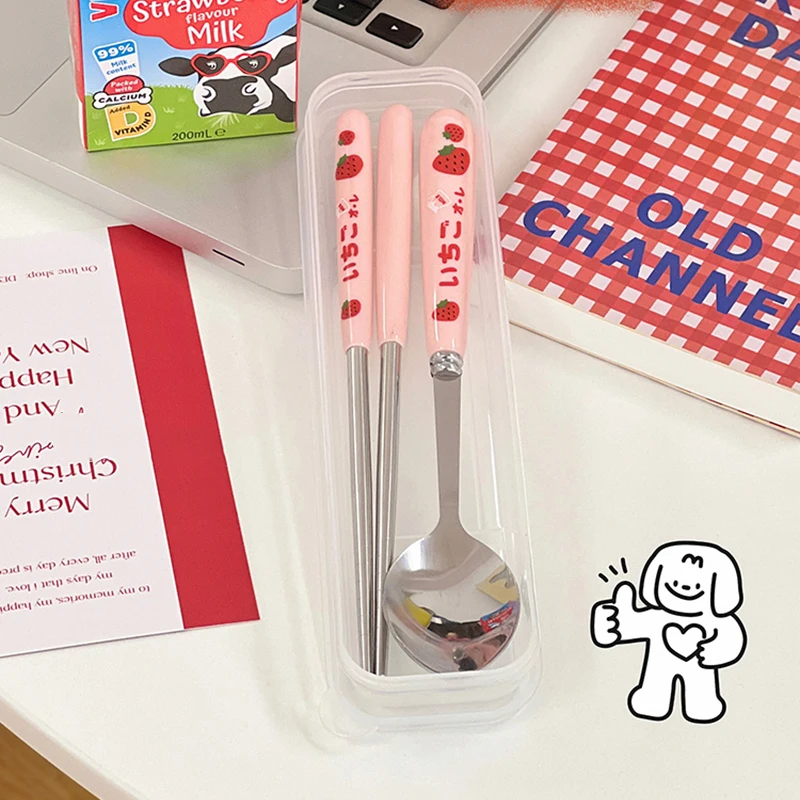 Description Picture 6 of itemSpoon Fork Chopstick Cutlery Set Portable Dinnerware Kit Lunch Tableware with Box Set Stainless Steel Kitchen Bar Accessories