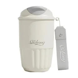 Deluxe 410ml Double - Wall Ceramic Liner Vacuum Insulated Stainless Steel Coffee Thermos Mug Gift - 410ML (WHITE)