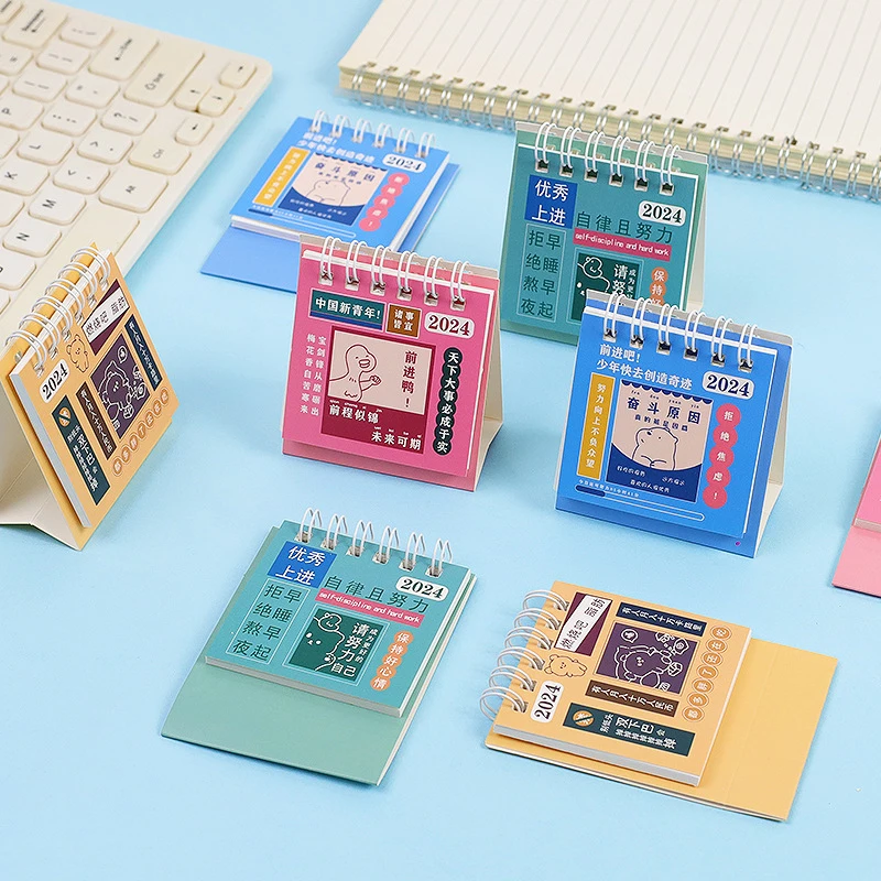 

2024 Mini Desk Coil Calendar Office School Supplies Calendar Desktop Calendar Monthly Planner Desk Accessories Decoration