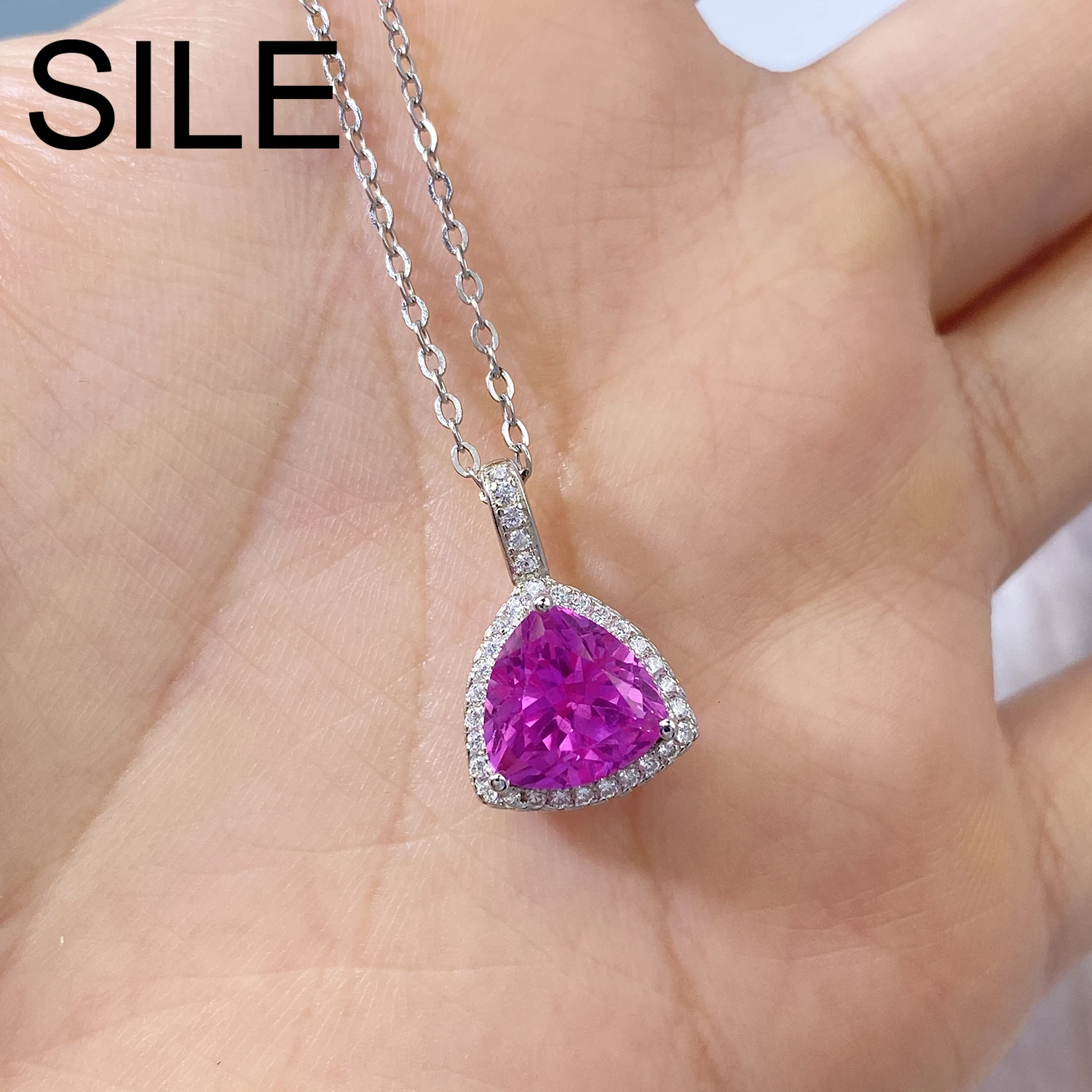 

Цепочка с подвеской женская из серебра 925 пробы, с натуральным розовым топазом