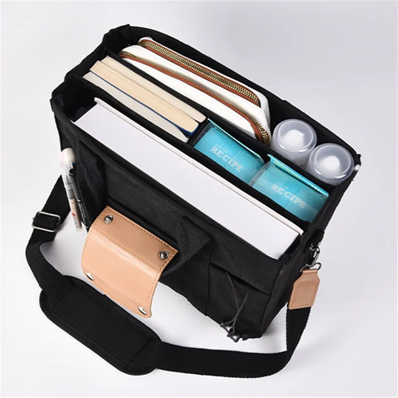 Thickened Canvas Tote Bag, Multi Functional Single Shoulder Crossbody Bag, Large Capacity Handbag with Multi-layer Storage Bag