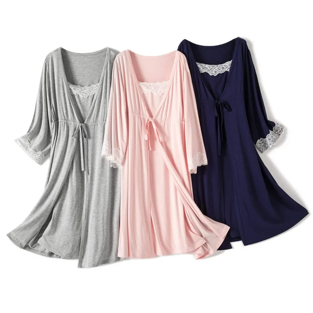 Spring Autumn Maternity Pajamas Nursing Nightgown Set Confinement Clothes breastfeeding nightgown,maternity nightgown set,pregnant women dress