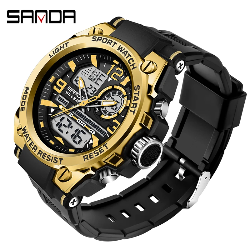 SANDA Sports Men's Watch Top Brand Luxury Military Quartz Watch Men's Waterproof Digital Clock Relogio Masculino 