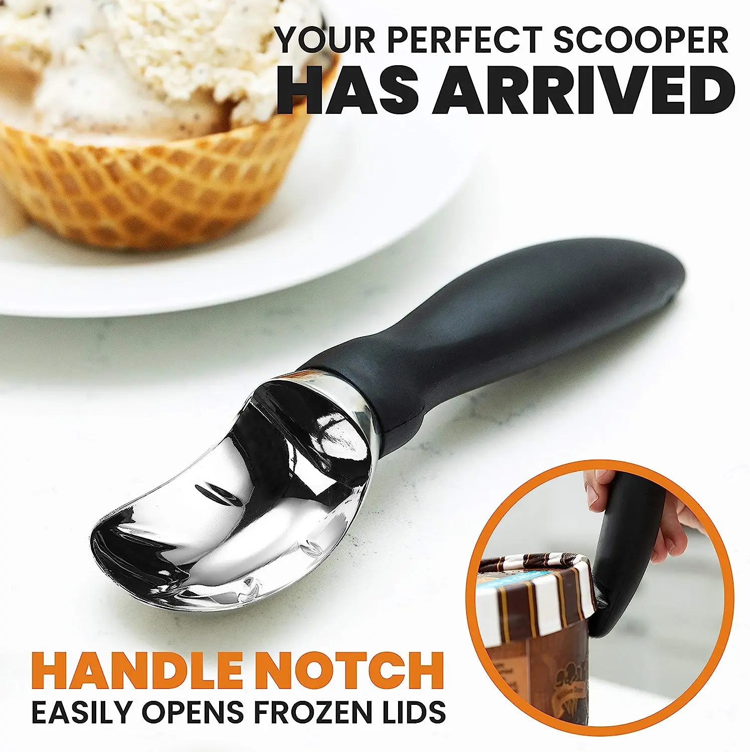 Ice Cream Scoop, Large Cookie Scoop with Ergonomic Soft Grip Handle, Heavy  Duty
