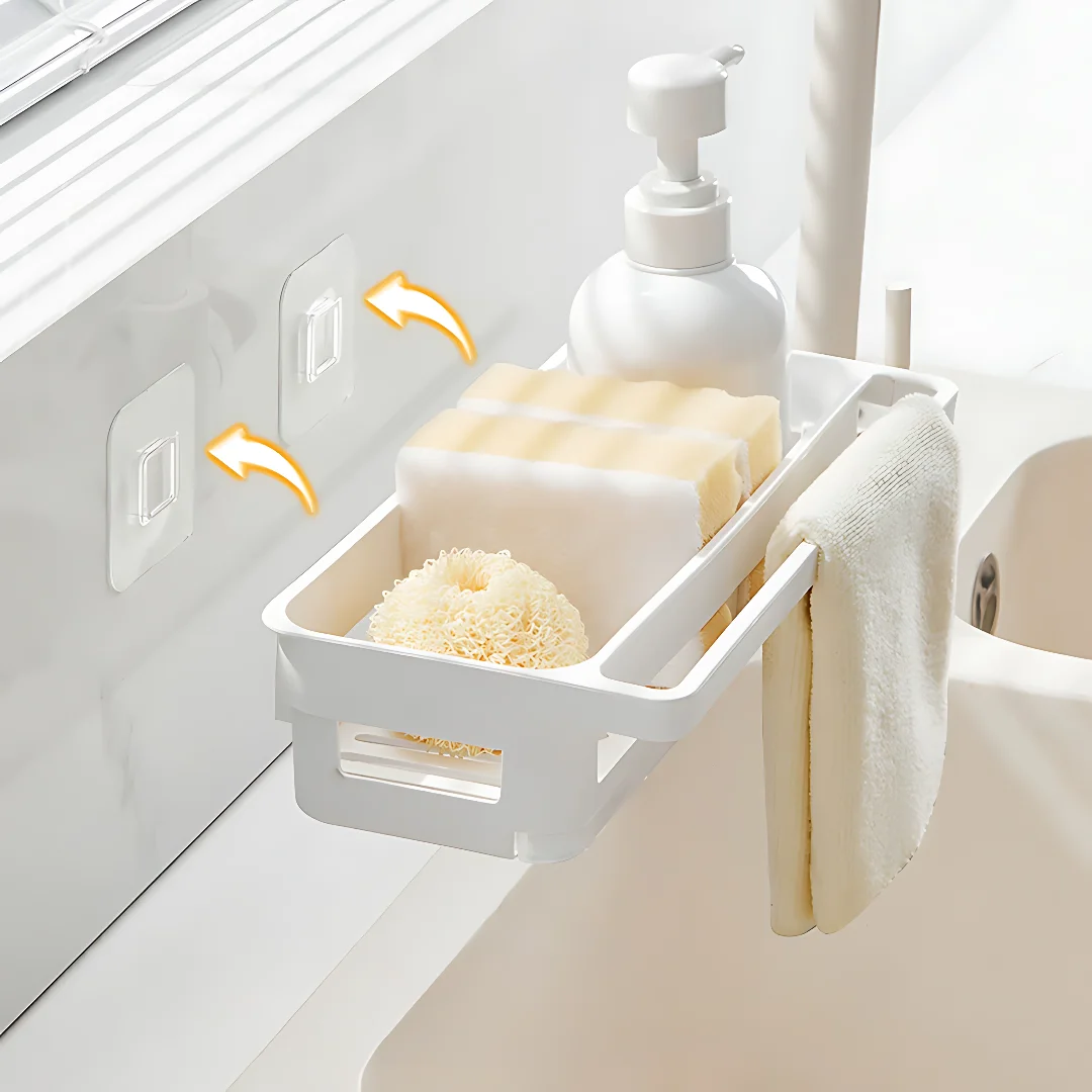 1/2/4PCS Rag Rack Kitchen Shelf No-punch Sponge Towel Draining Rack Household Sink Wall Hanging Multifunctional Draining Basket