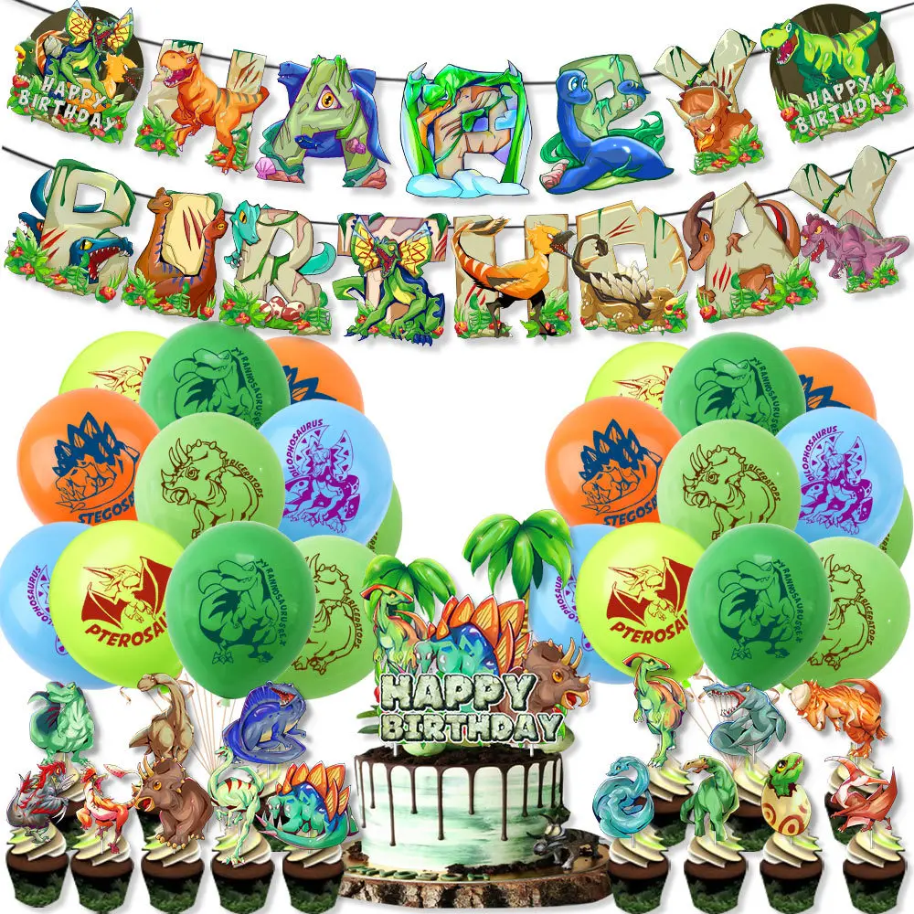 

Dinosaur Balloons Set Jungle Safari Boy Birthday Ballon Roar Balon One 1st Birthday Dino Baloon Happy Birthday Decor Kids Boys