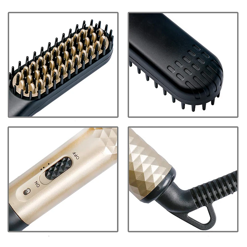 Professional Mini Ceramic Brush Hair Straightener Beard Straightening Comb Beard Hair Brush Men Hair Straightener Comb 5