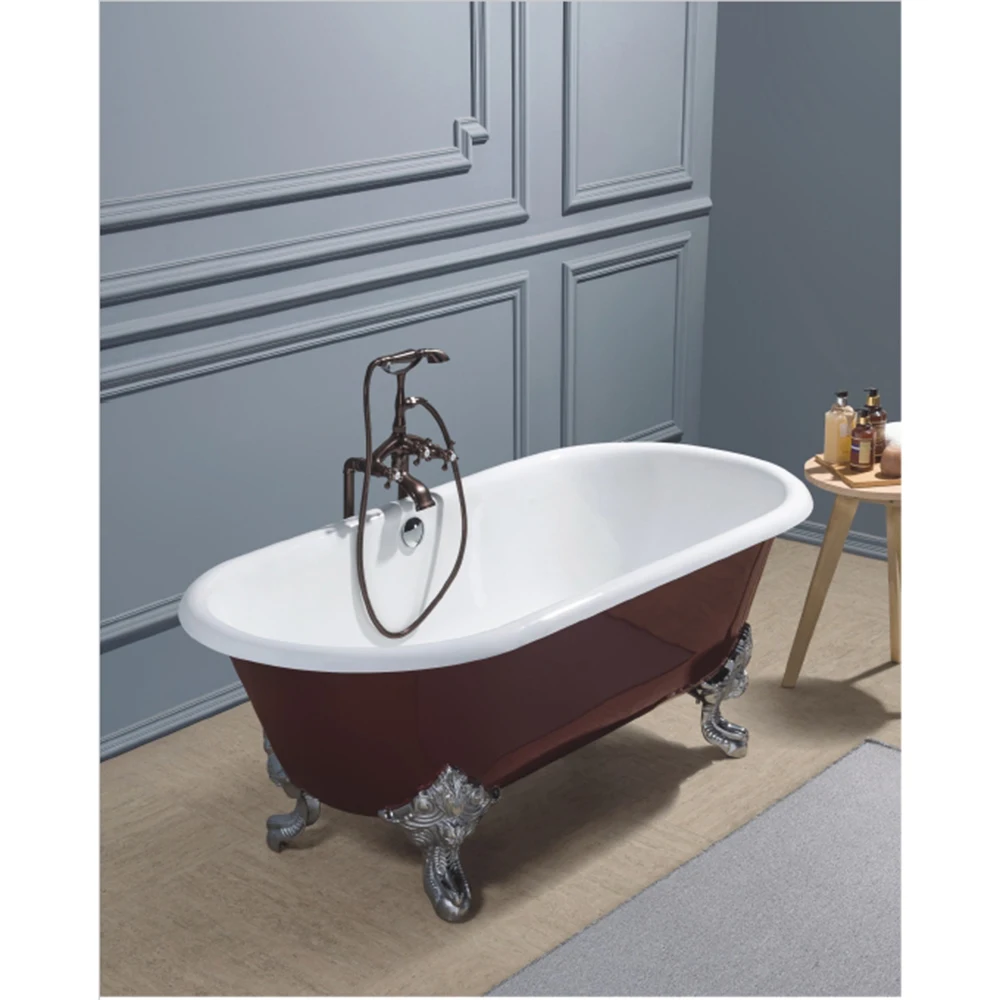 69" Freestanding Luxury Bathtub Cast Iron Double Ended Enamel Claw Paw Feet Tub Multi-Color Custom Built sw1022 6