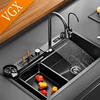 VGX Multifunction Single Kitchen Sink Large Digital Display Sink Kitchen Gourmet Faucets Cup Washer Stainless steel 304 Sink 1