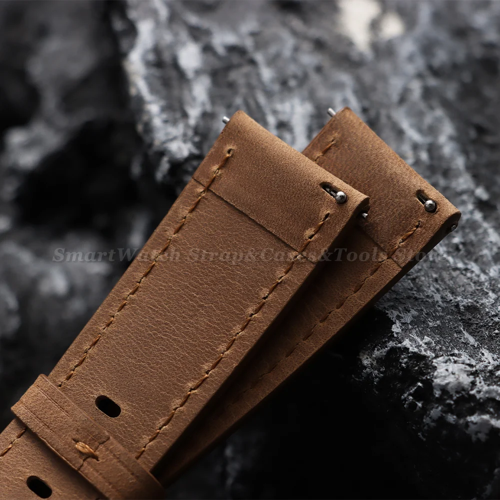 Vintage Brown Matte Leather Watch Band - Universal Quick Release