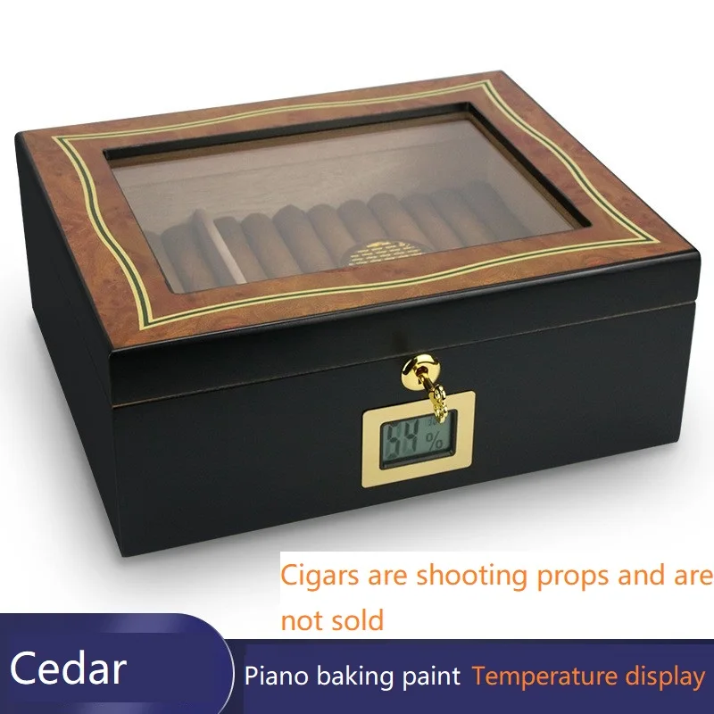 XIFEI סיגר Humidor עם מדדי לחות אדים 2 מגירות עץ ארז נייד Humidor תיבת סיגר מקרה Fit 25-50 סיגרים קבינט image_0