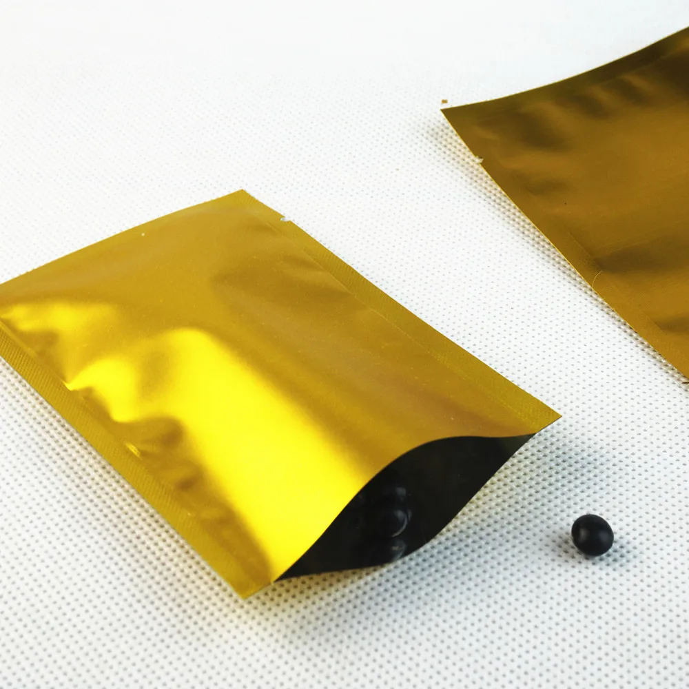 9x13cm 200pcs Golden Matte Aluminum Bags Matt Finish, Heat Seal Mylar Foil Plastic Food Pouch Snack Pack-bag Beef Jerky Storage 5