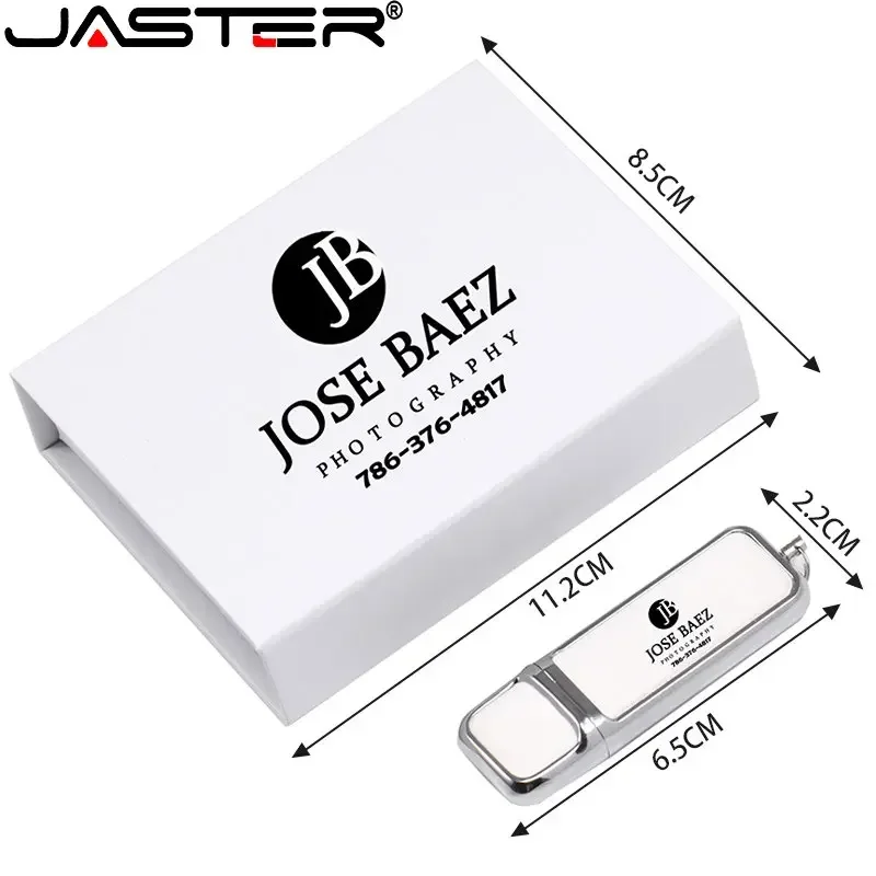 JASTER 20 개/로트 흰색 가죽 USB 2.0 플래시 드라이브 128 기가 바이트 무료 사용자 정의 로고 64 기가 바이트 펜 드라이브 32 기가 바이트 메모리 스틱 비즈니스 선물 U 디스크