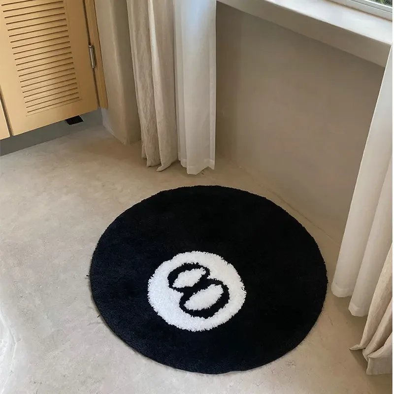 8 Ball Rug Indoor Home Decoration Spooky Halloween Gifts 8 Ball Accent Round Tufting Soft Rug Horror Movie Mat