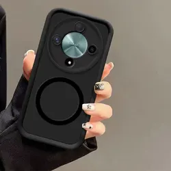 Enhanced Wireless Magnetic Sticker Soft Silicone Phone Case - Full Protection for HONOR Magic8 Lite (BK - JGKS - ZP1)