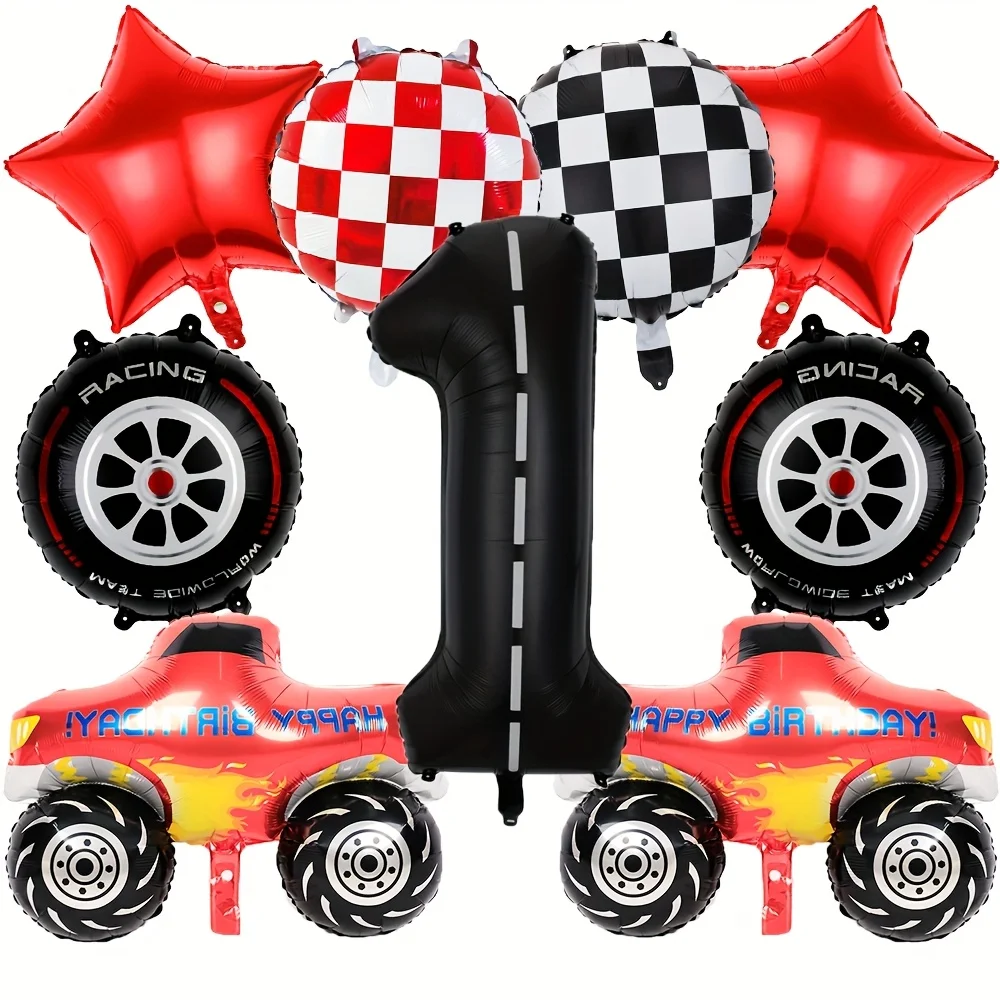 1 Set Monster Truck Luftballons 40 Zoll Zahlenballon Monster Truck Geburtstagsballon Babyparty Rennwagen Party Deko Zubehör Geschenke – Detail 2