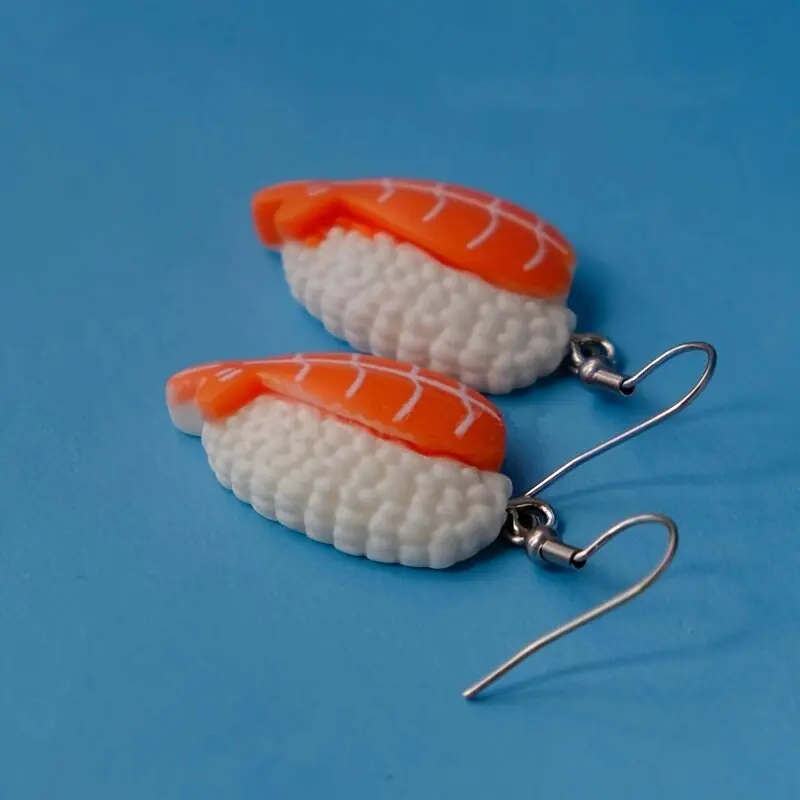 cute kawaii Shrimp Sushi Sashimi earrings resin mini simulation food dangle earrings 4