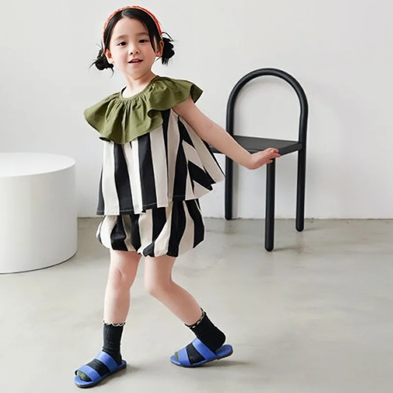Girls Striped Cotton Summer Set 1