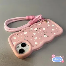 3D Wave Strap Cute Elegant Flower Soft Phone Case Cover for Poco C51 (Pink L2153)