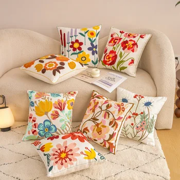 Embroidered Floral Cushion Cover 1